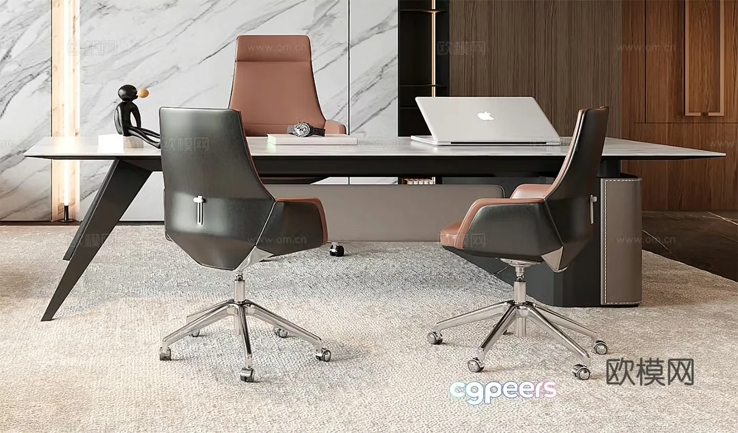 Modern office desk and chair combination 3D model