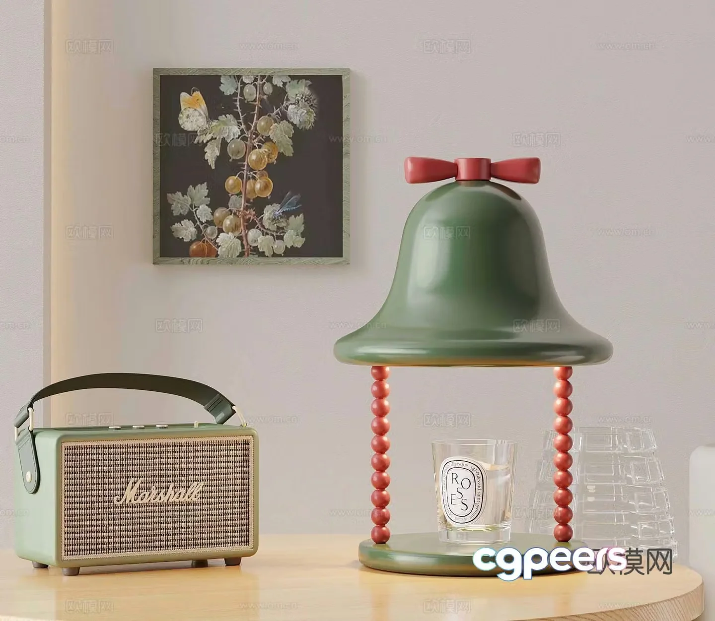 French Cream Temperature Lamp Audio 3D Model