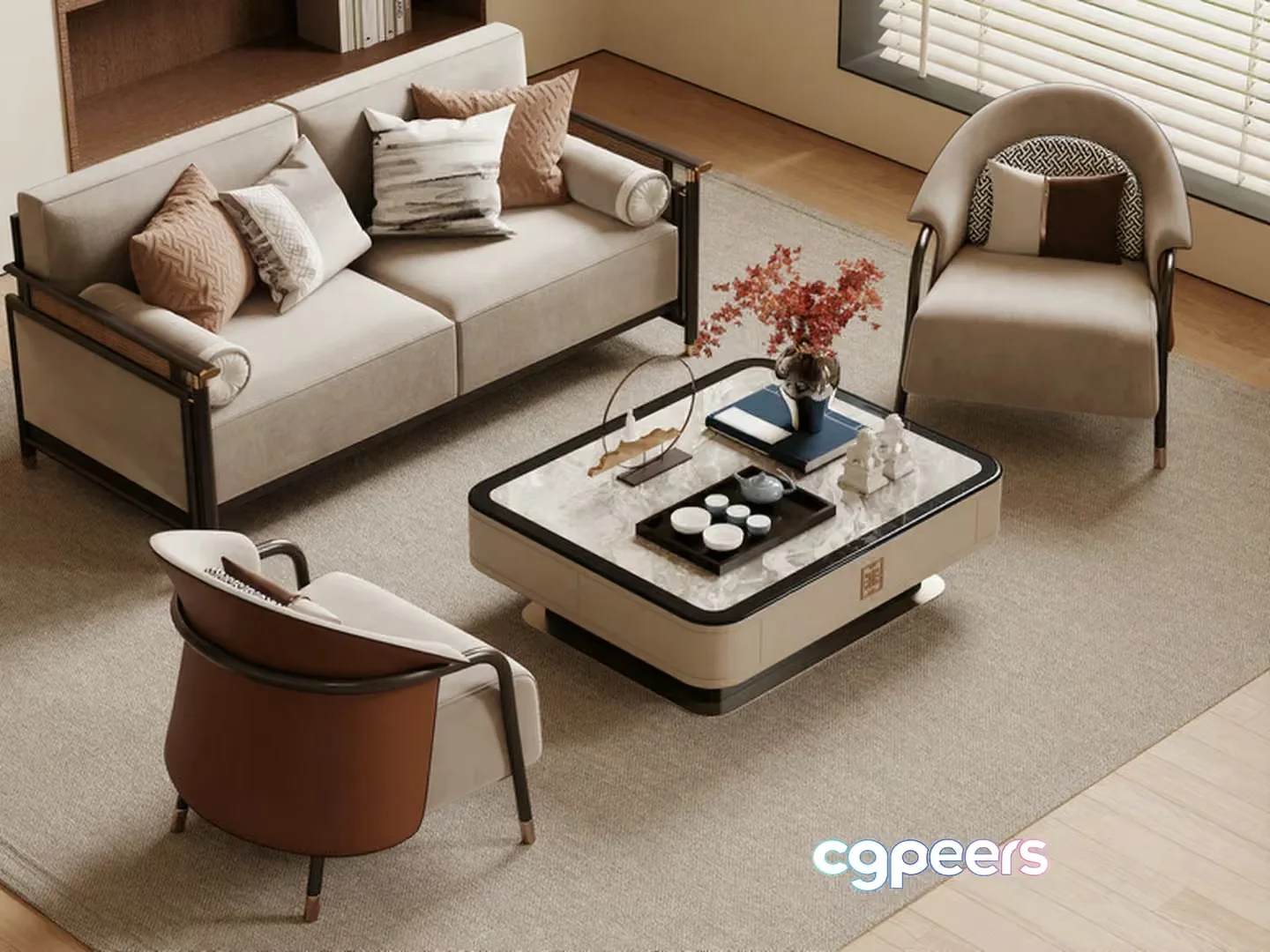 Modern Living Room 3D Model – 3128 – VRAY Render