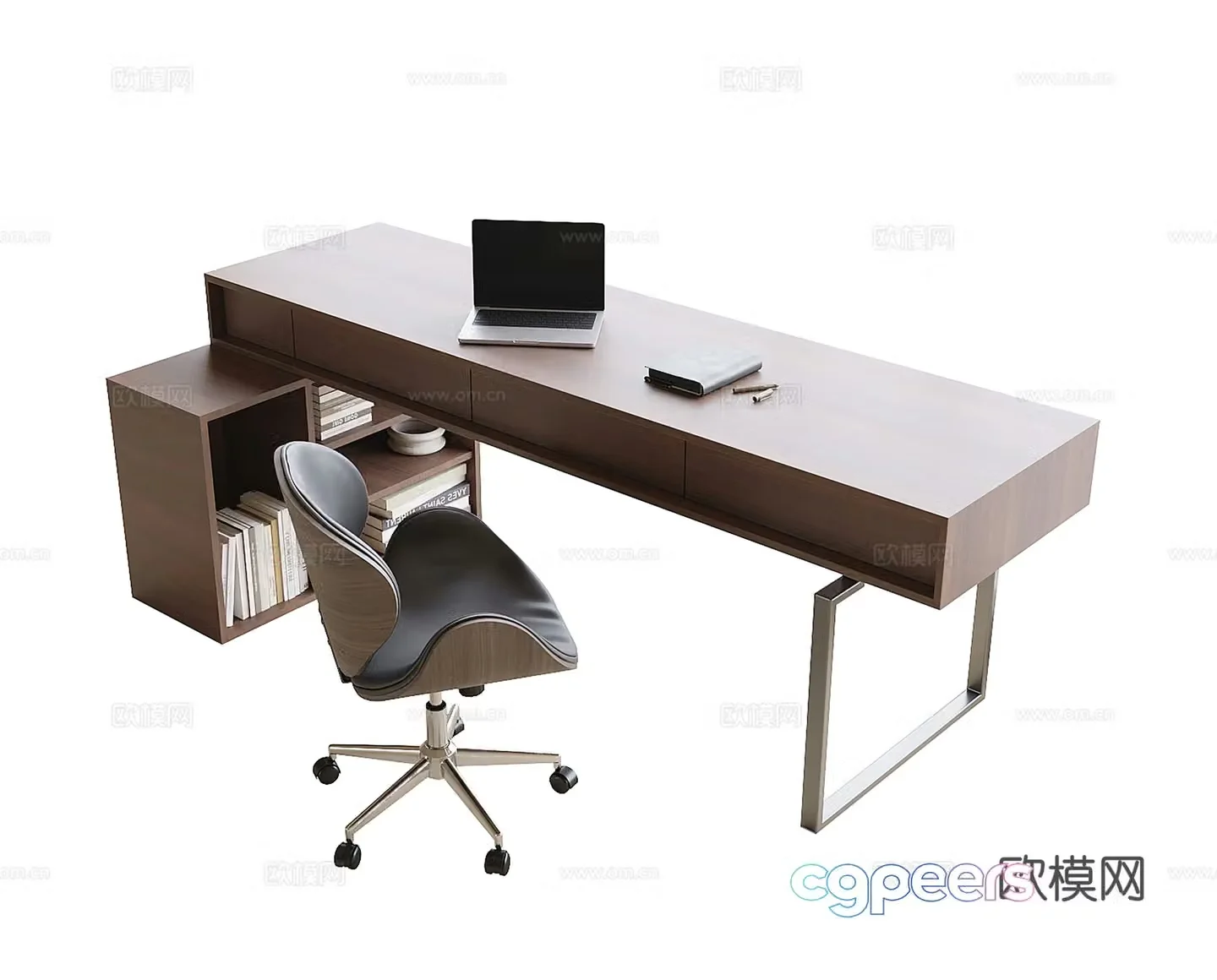 Modern desk and chair combination desk 3d model