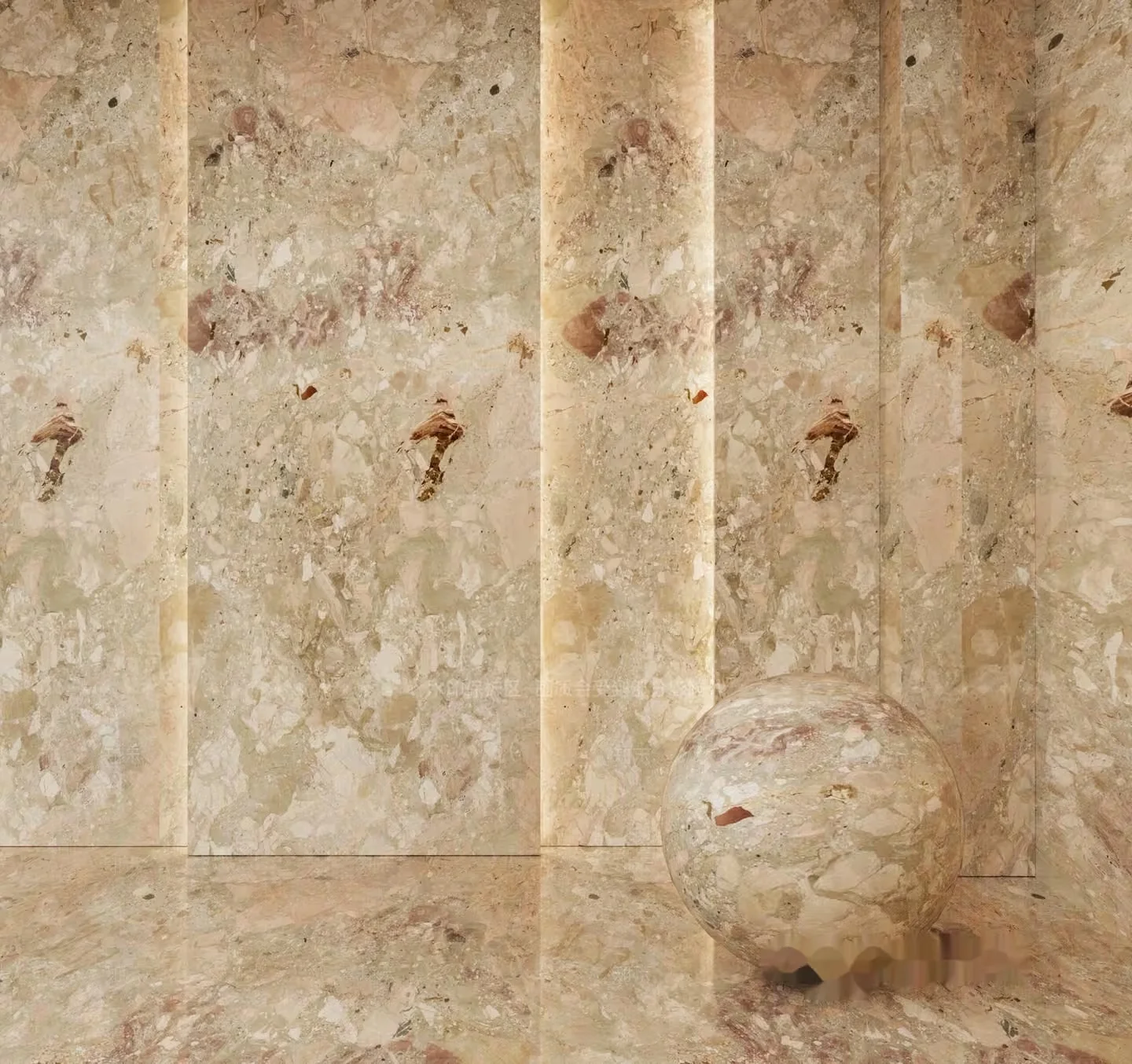 A Marble Ball On A Marble Floor 3D Model – 4703 – VRAY Render