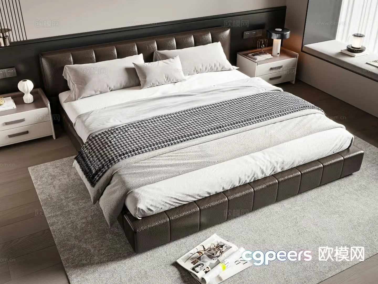 Modern double bed 3d model