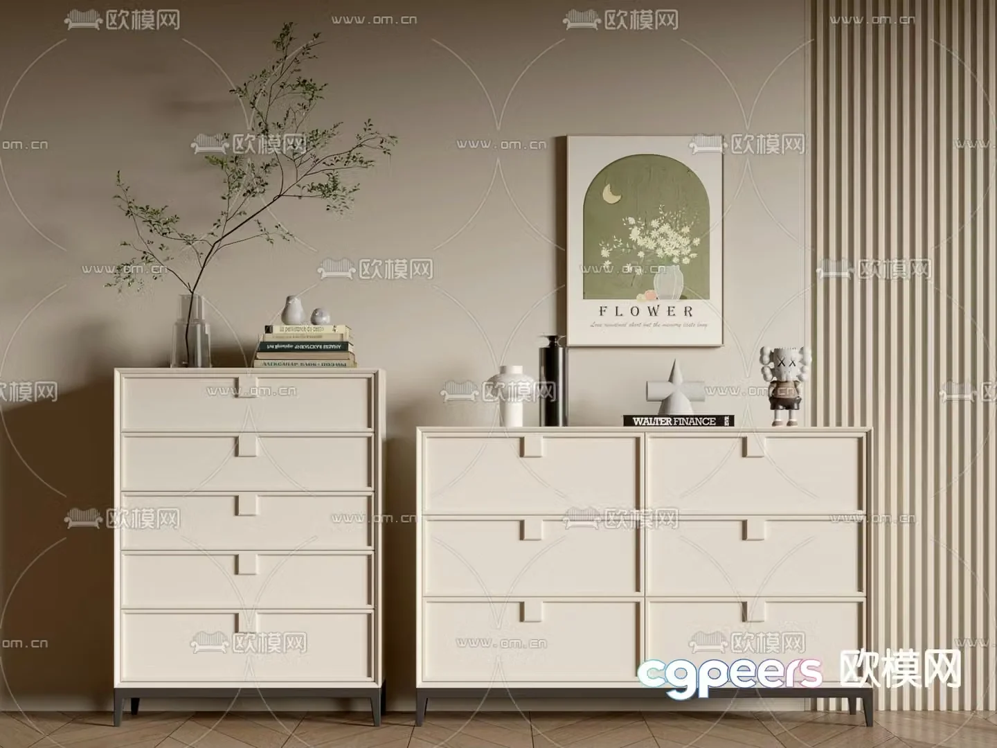 Modern entryway cabinet drawer 3d model