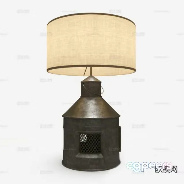 Medieval style retro desk lamp 3d model