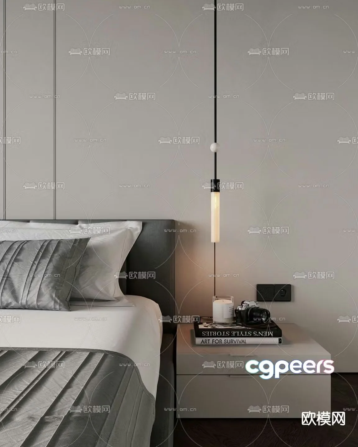 3D model of small chandelier at the bedside