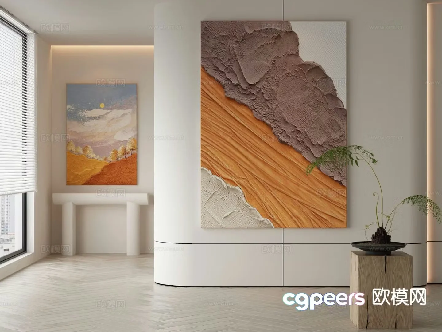 Modern decorative painting texture painting oil painting 3d model