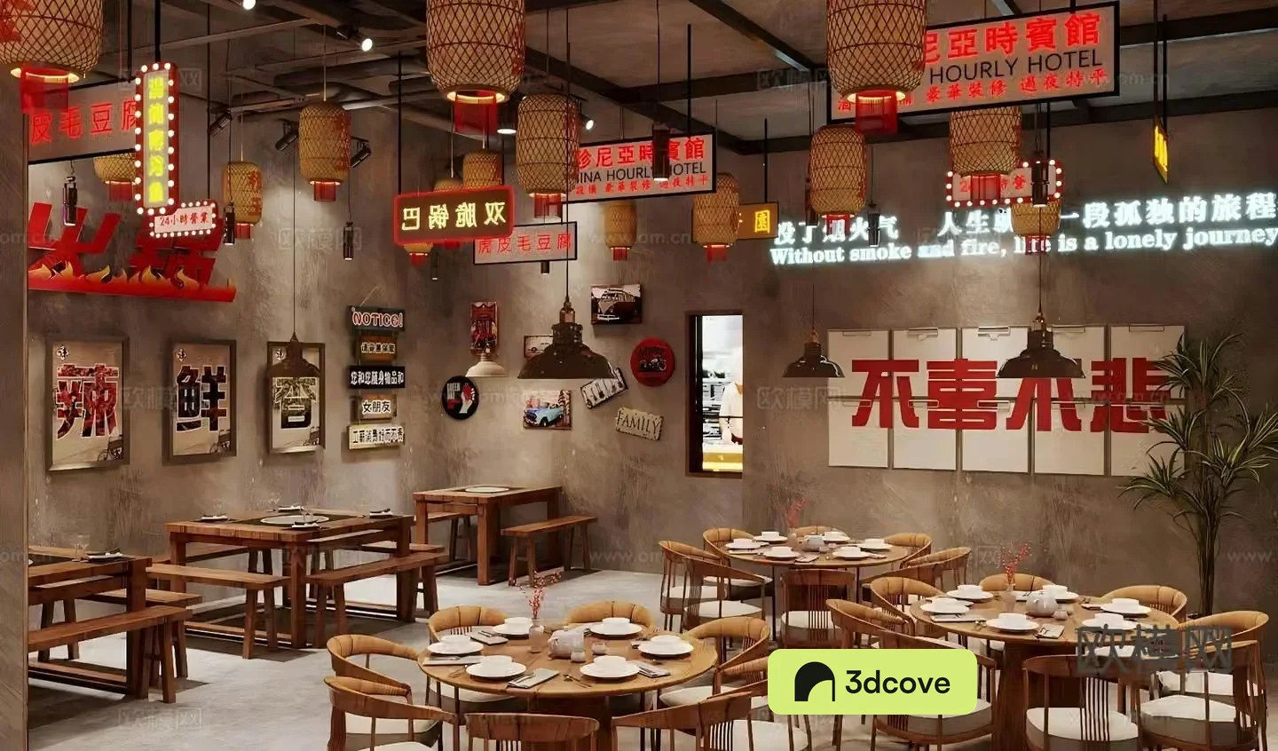 Industrial style barbecue restaurant