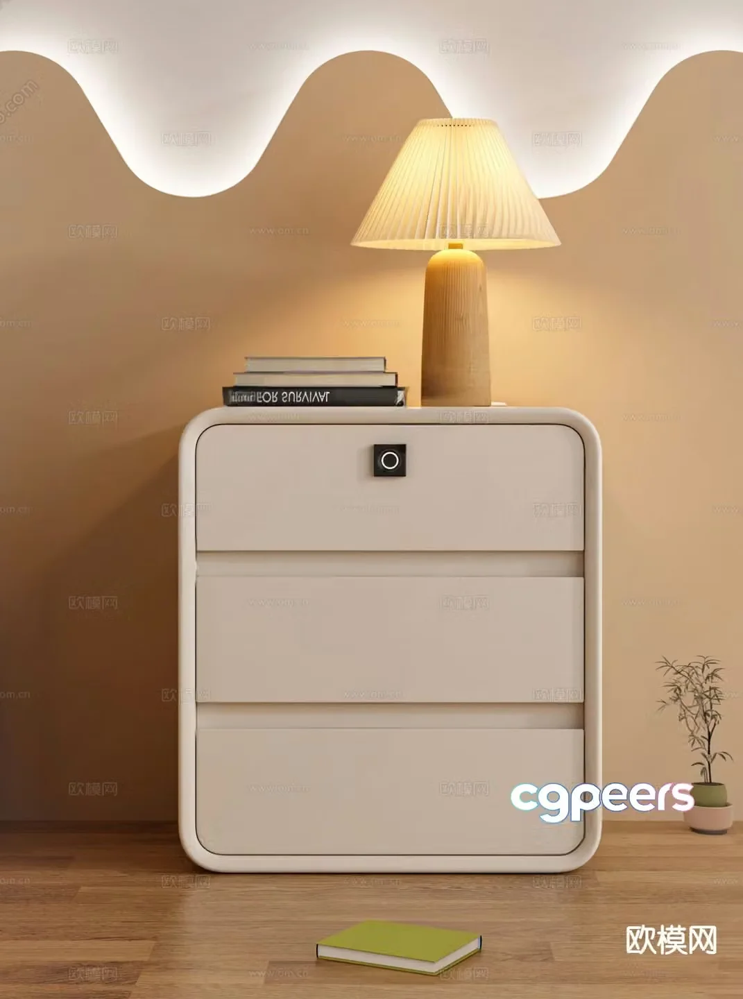 Cream style bedside table 3d model