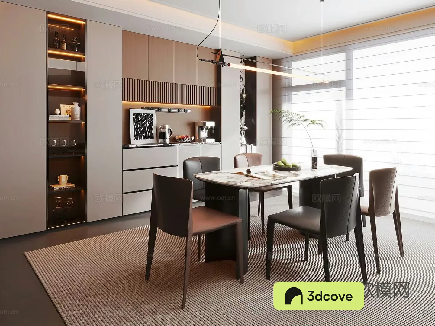 Italian light luxury home restaurant sideboard wine cabinet dining table dining chair restaurant chandeliers sideboard