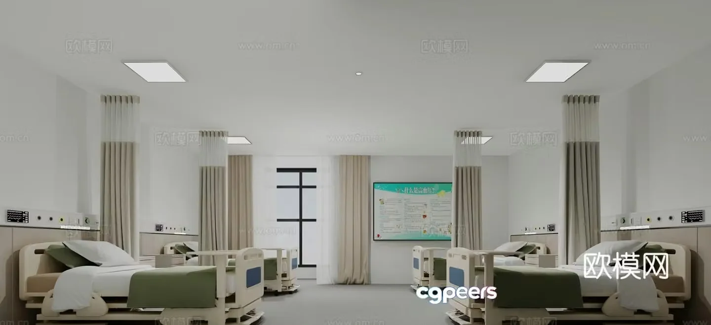 Modern hospital ward 3d model