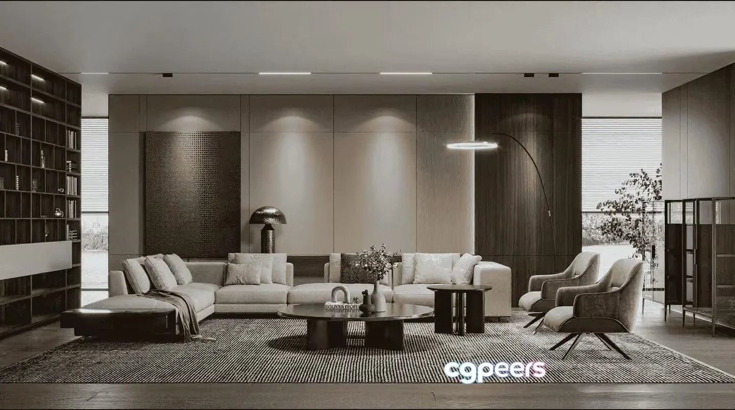 Modern Living Room 3D Model – 13354 – VRAY Render