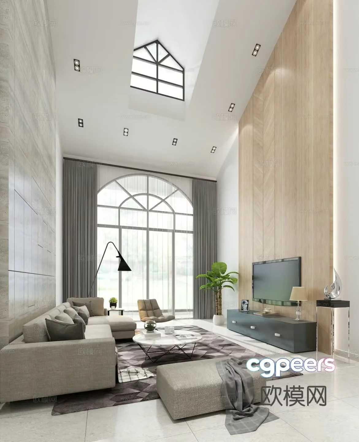 Modern living room modern dining room dining table chair chandeliers hanging paintings 3D model