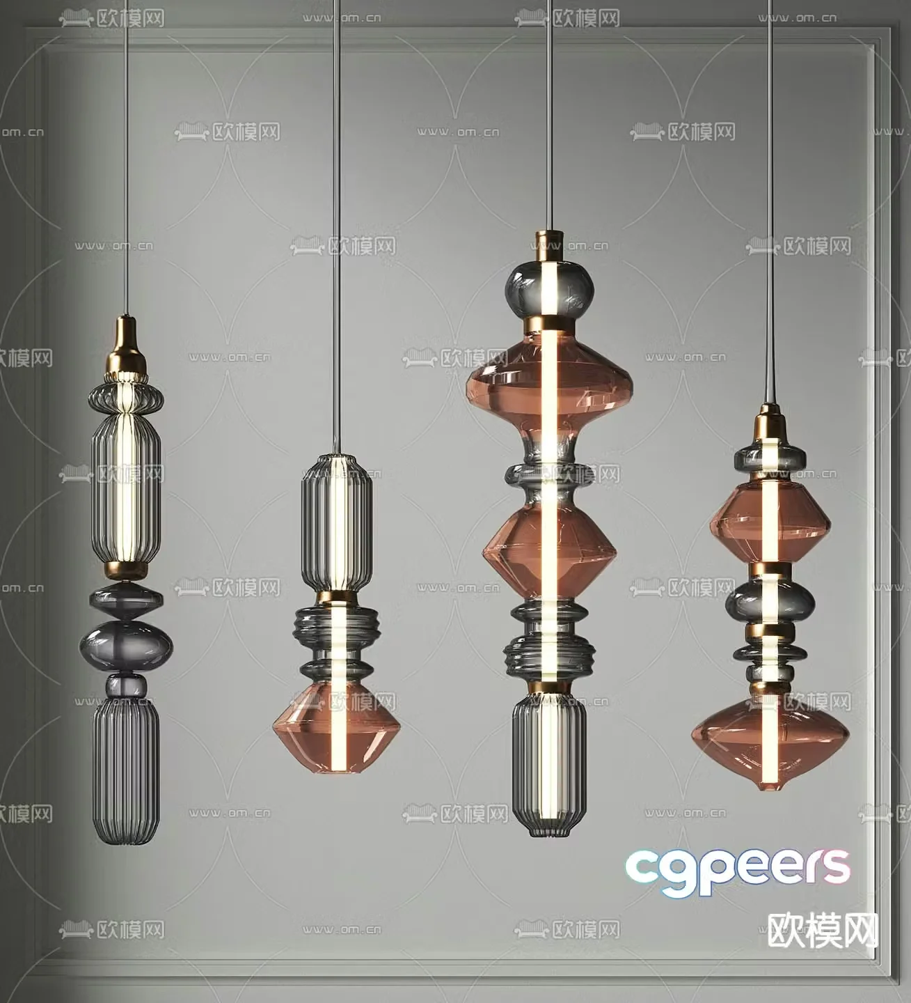Glass small chandelier 3d model