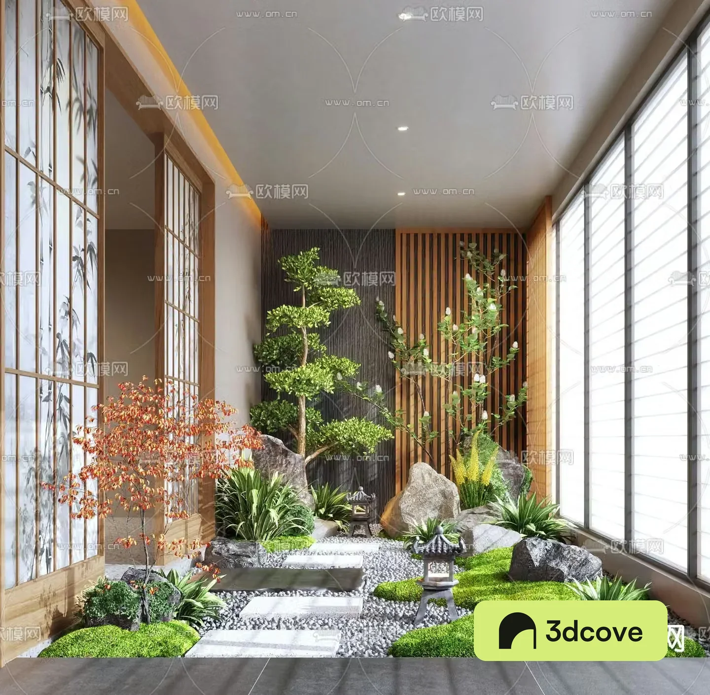 Indoor landscaping bryophyte landscape