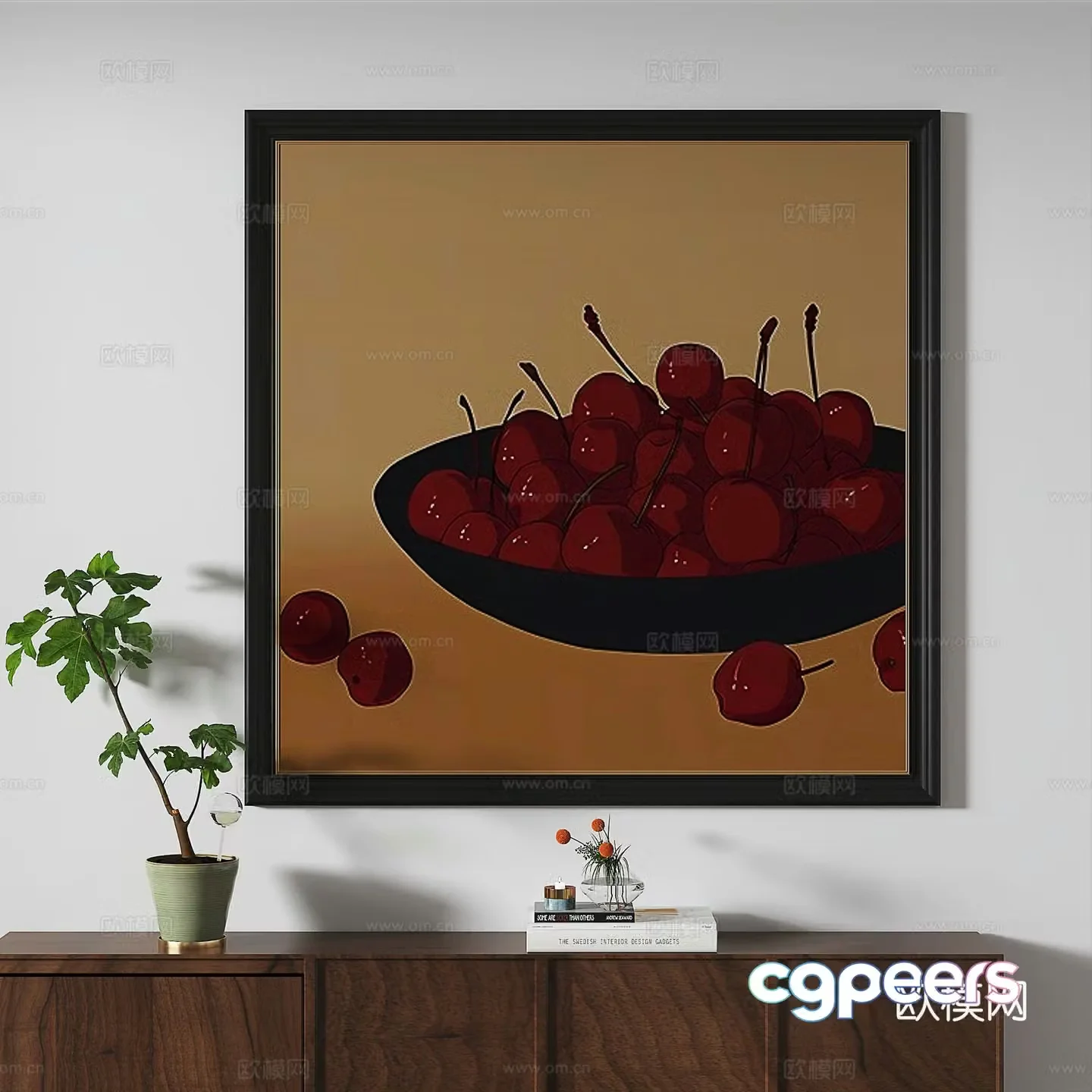 Modern French retro abstract light luxury simple medieval decorative painting 3d model