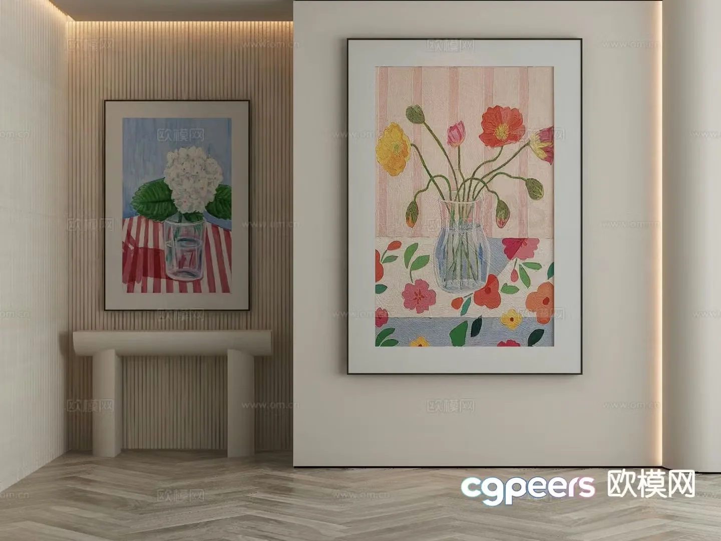 Modern decorative painting flower hanging painting 3d model
