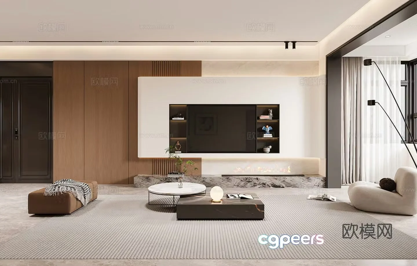 Modern TV wall TV background 3d model