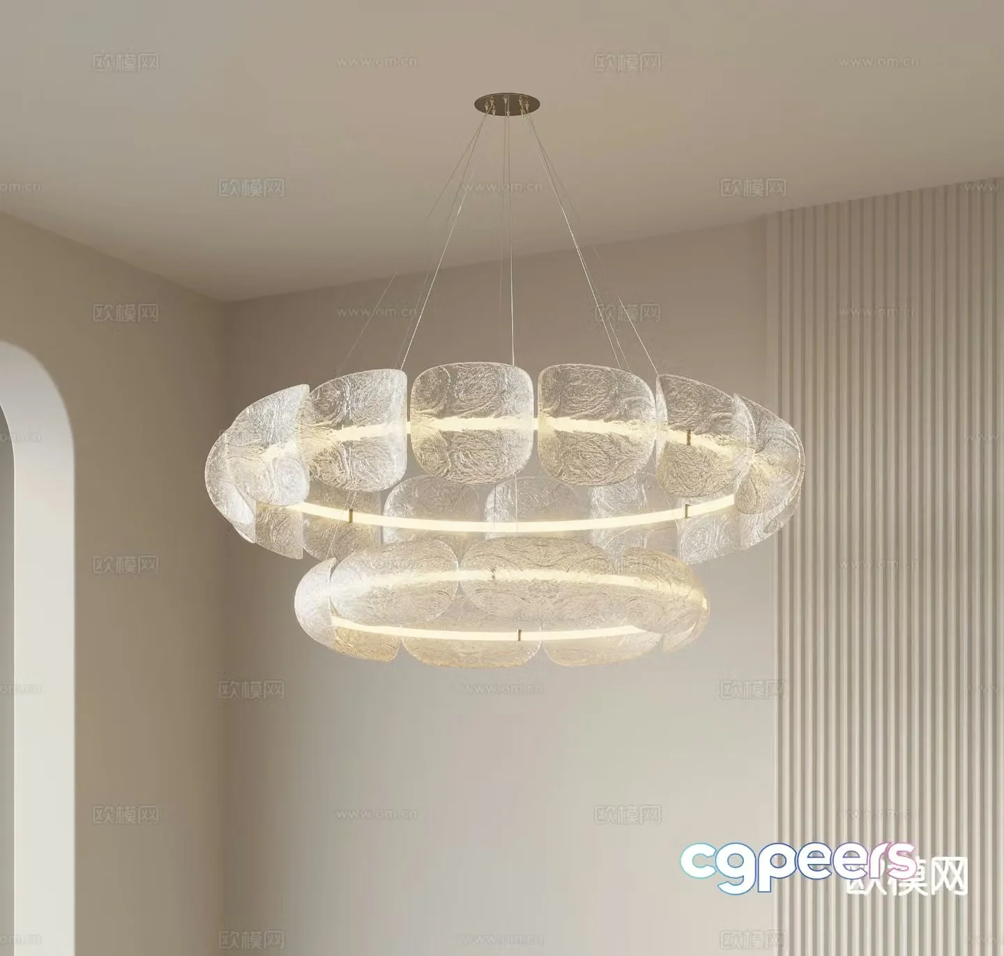 Cream style chandelier art chandelier living room chandelier 3d model