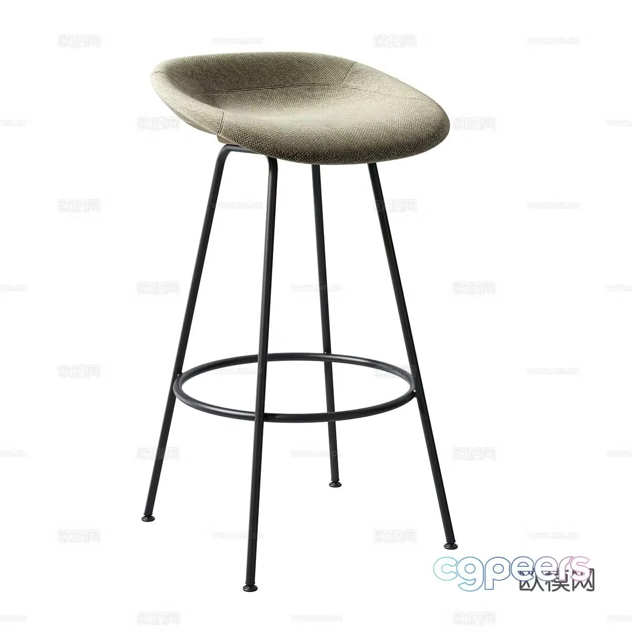 Normann Minimalist Bar Stool Italian Bar Stool Fabric Bar Stool Simple Bar Stool Bar Chair 3D Model