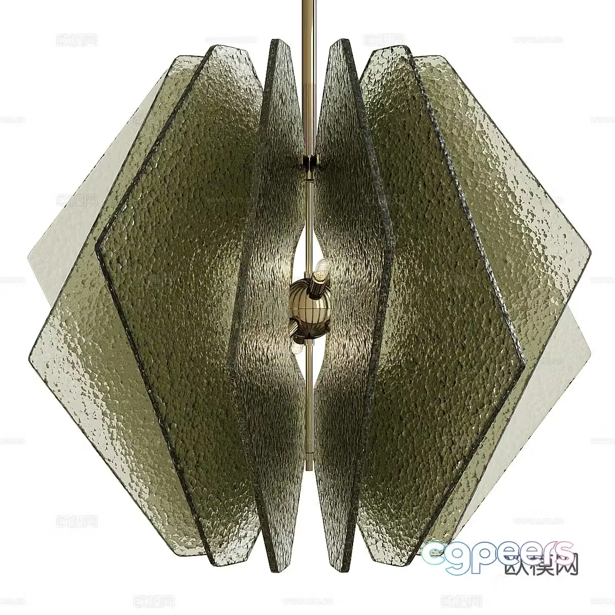 New Chinese style light luxury frosted glass decorative small chandelier 3D model