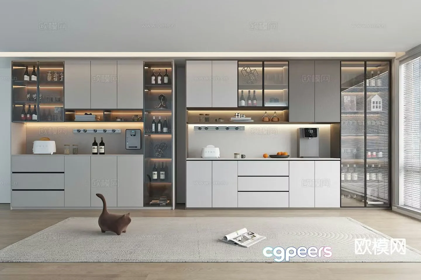Modern sideboard wine cabinet restaurant cabinet 3d model