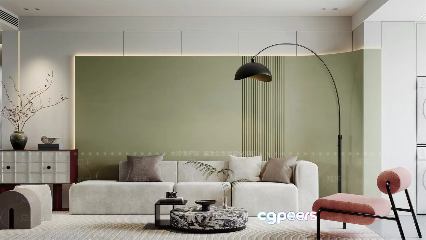 Modern Living Room 3D Model – 9206 – VRAY Render