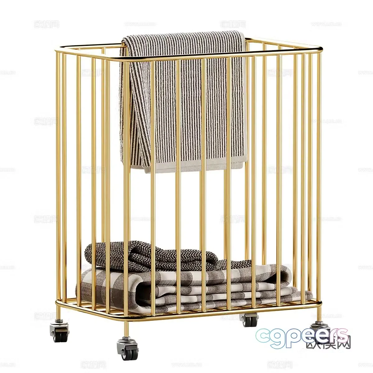 Modern light luxury stainless steel laundry basket storage basket 3D model