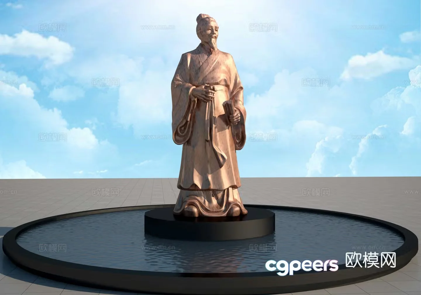 Ancient poet celebrity sculpture 3d model
