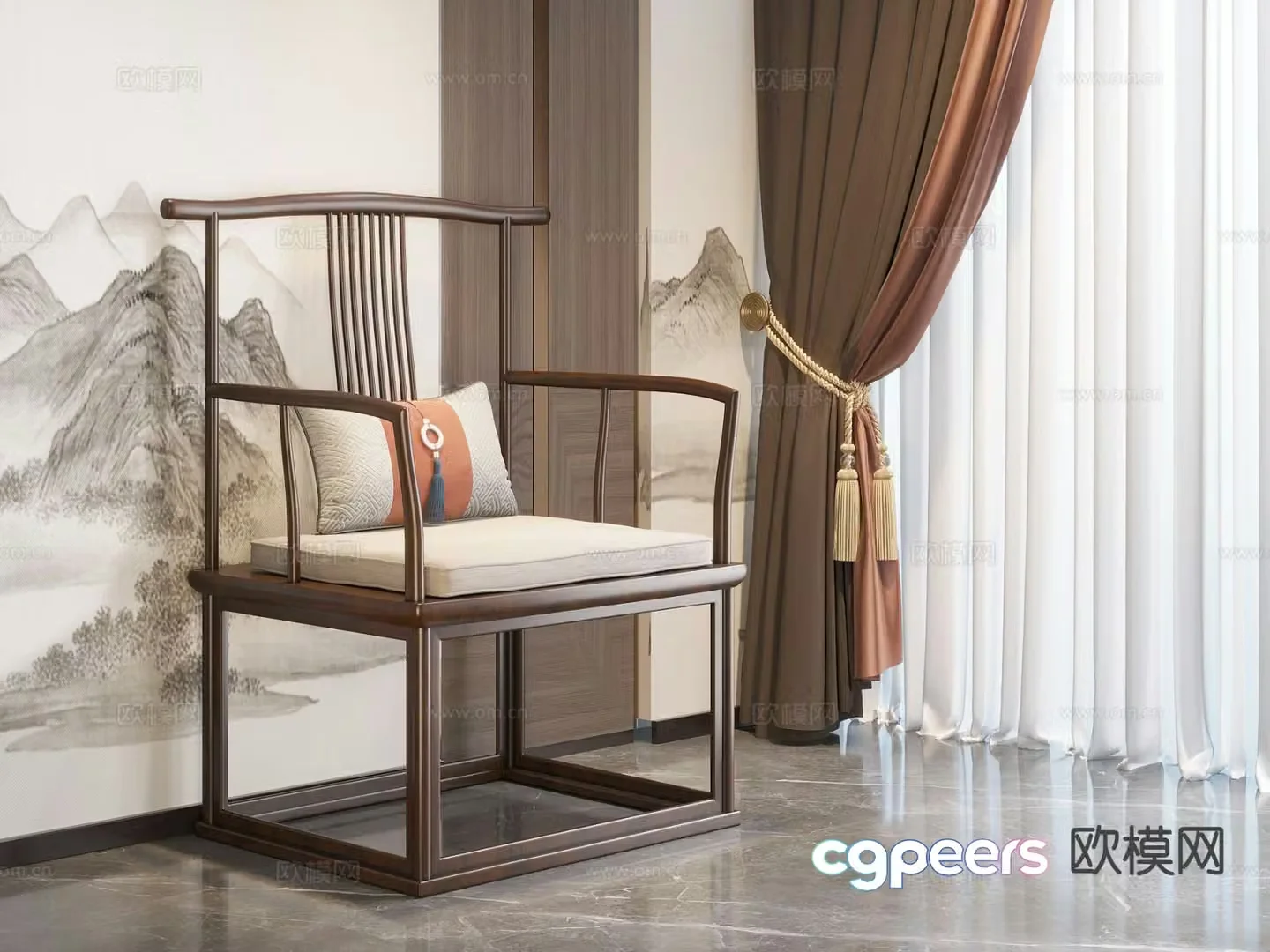 New Chinese style chair Taishi chair 3d model