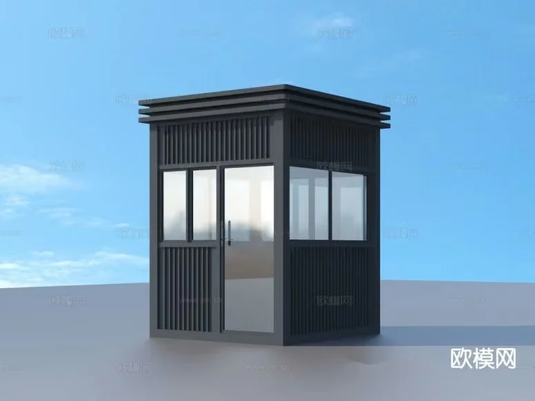 Small Black Building 3D Model – 4036 – VRAY Render