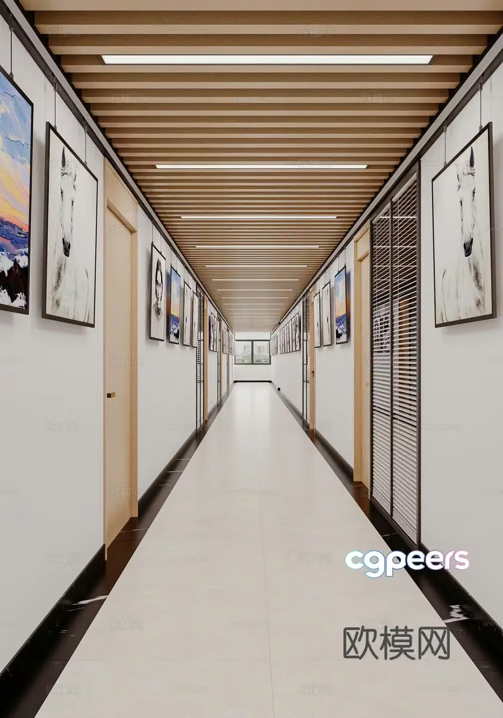 School Corridor Office Corridor 3D Model