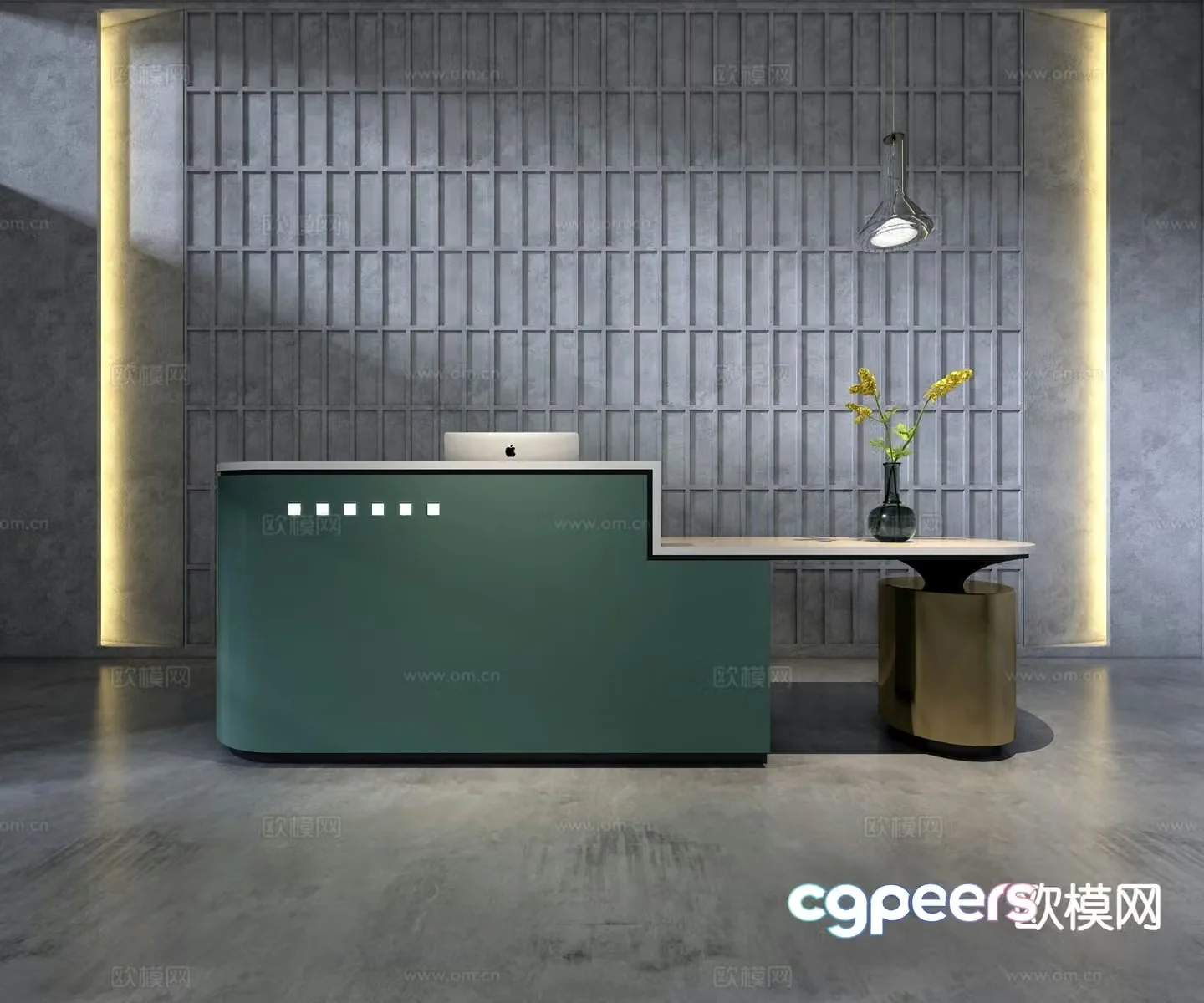 Modern front desk reception desk 3d model