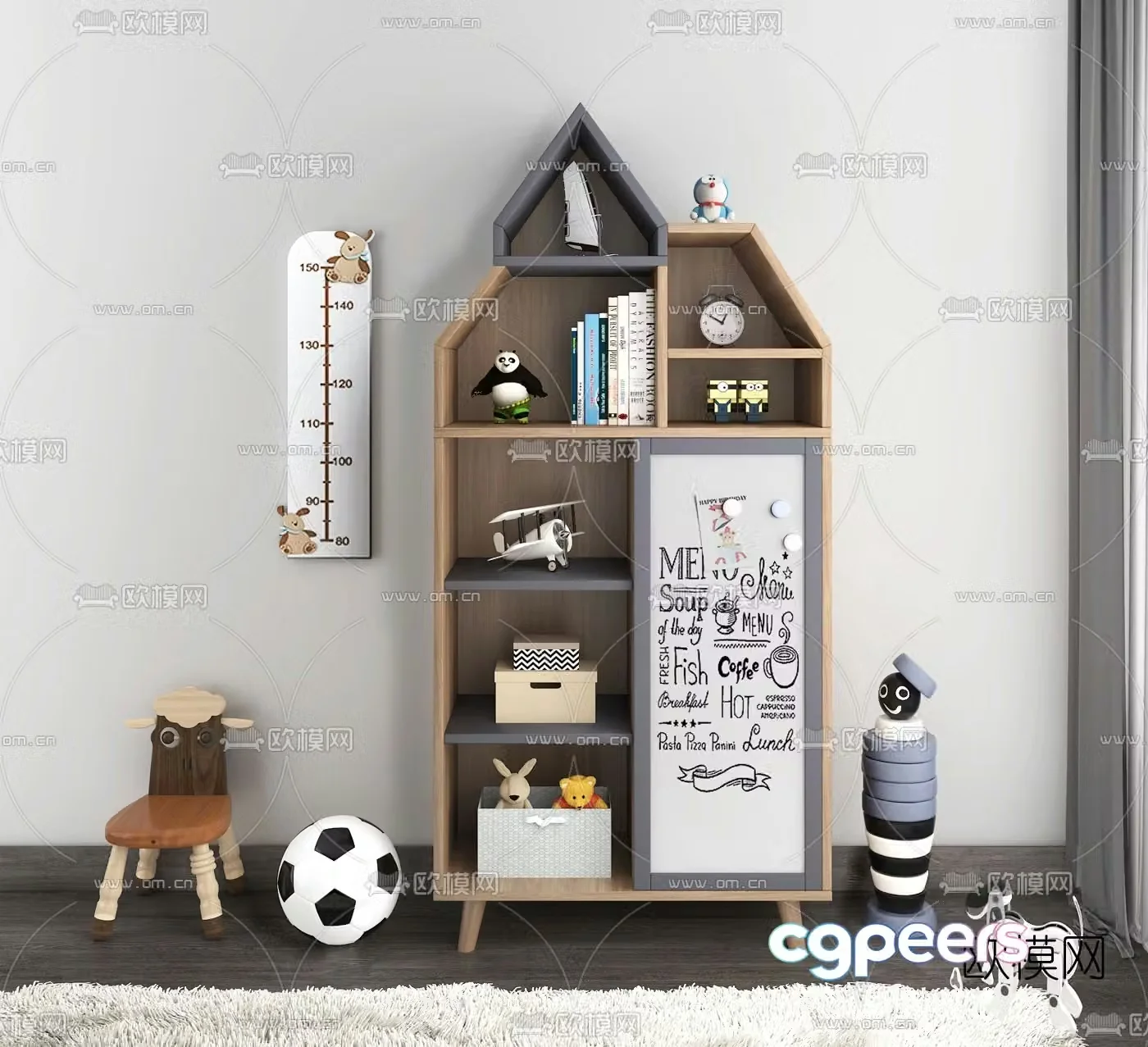 Nordic children’s bookcase storage cabinet 3d model