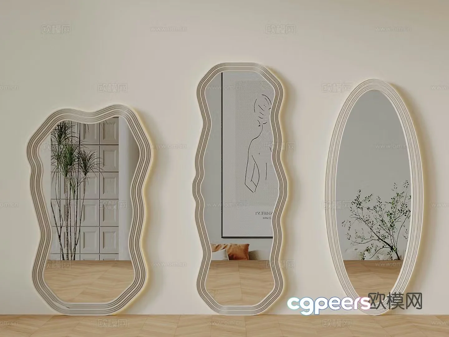 Mirror full length mirror floor mirror decorative mirror 3d model