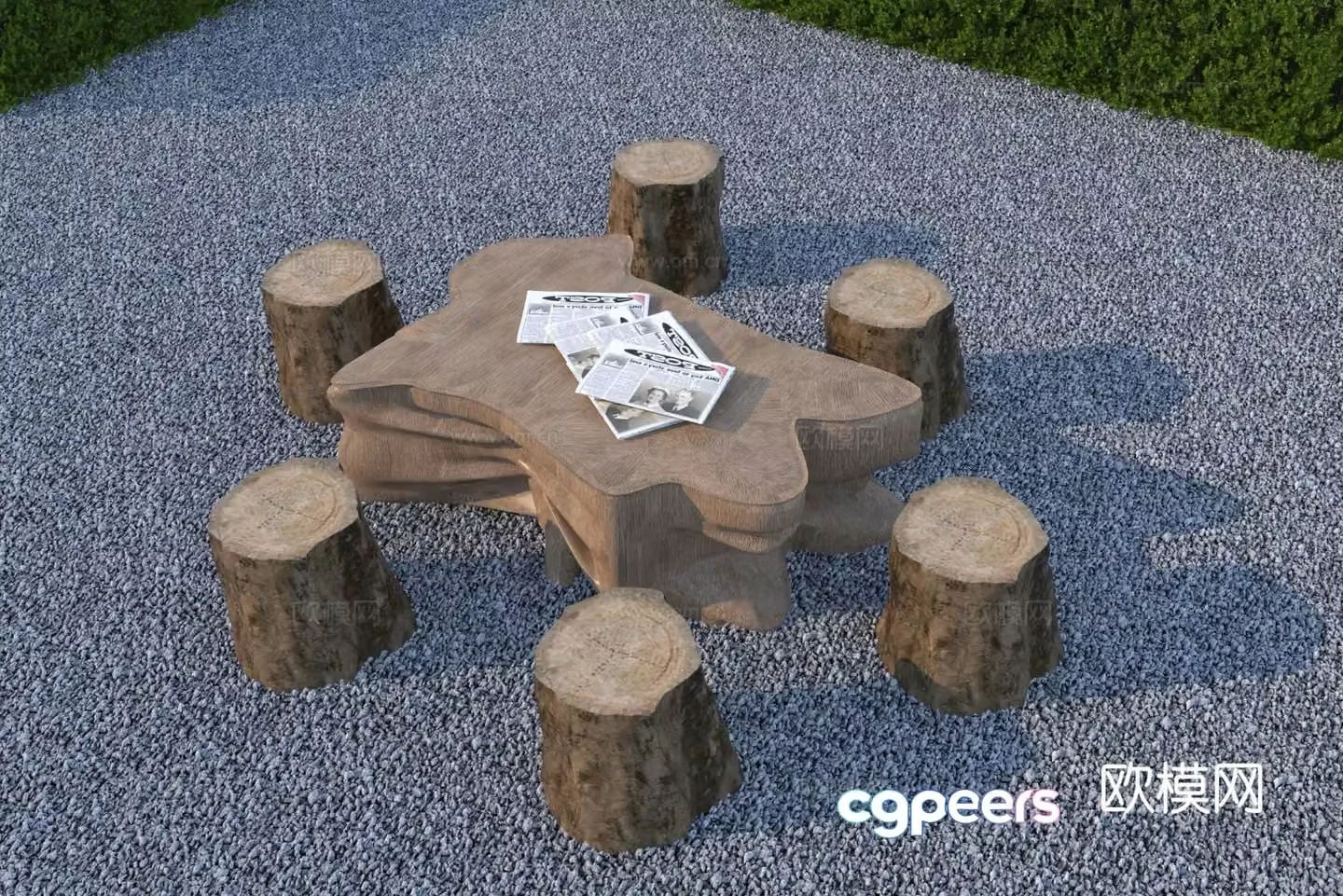 New Chinese style ecological wooden tables and chairs outdoor tables and chairs 3D model