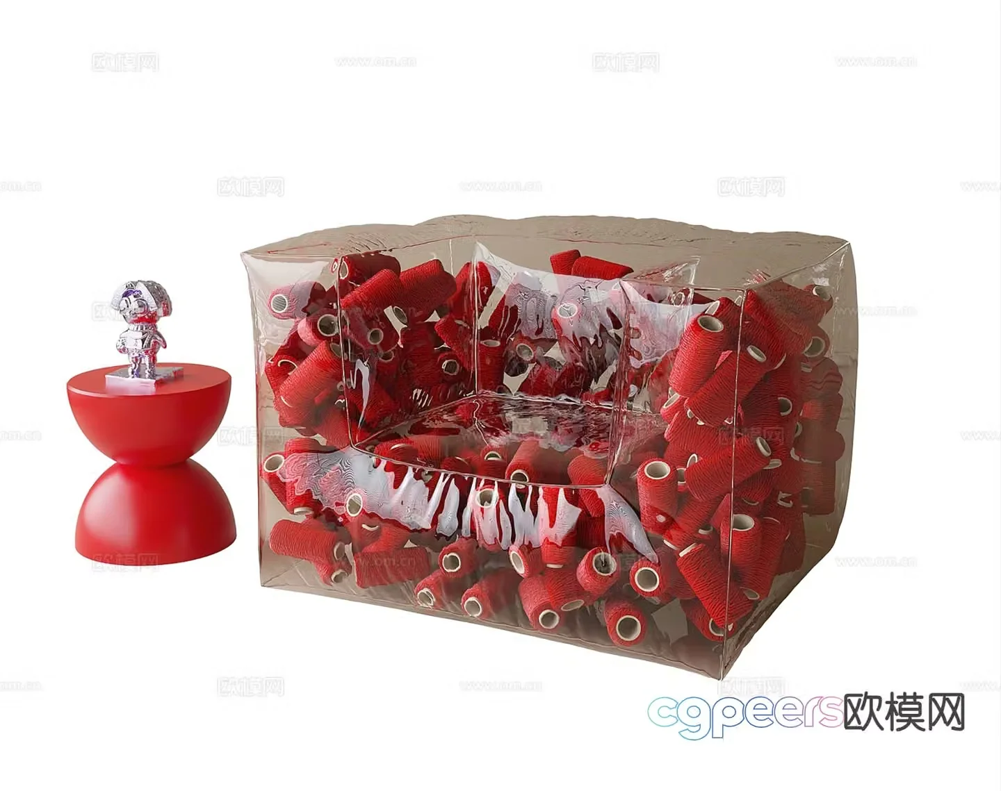 Modern acrylic single sofa 3d model