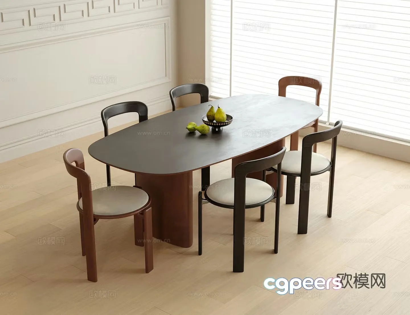 Modern dining table and chair dining chair single chair 3d model