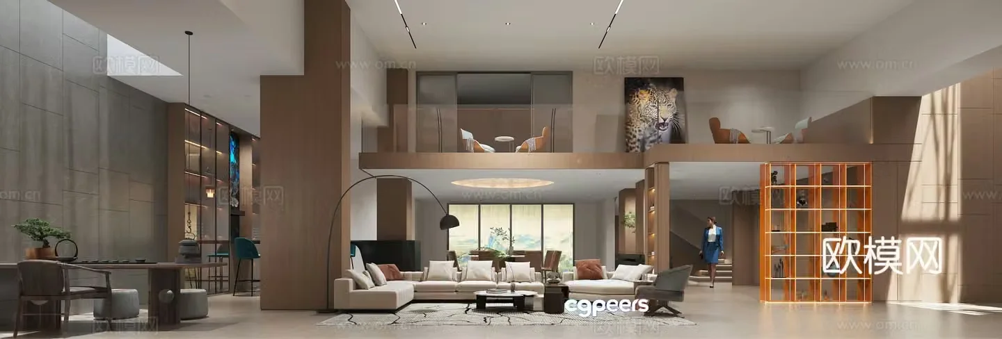 Modern villa guest dining room 3D model