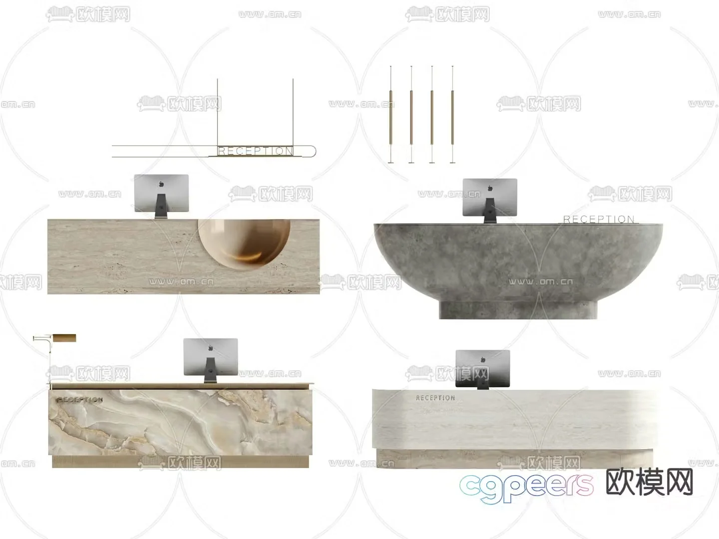 Front desk service desk reception desk information desk 3d model