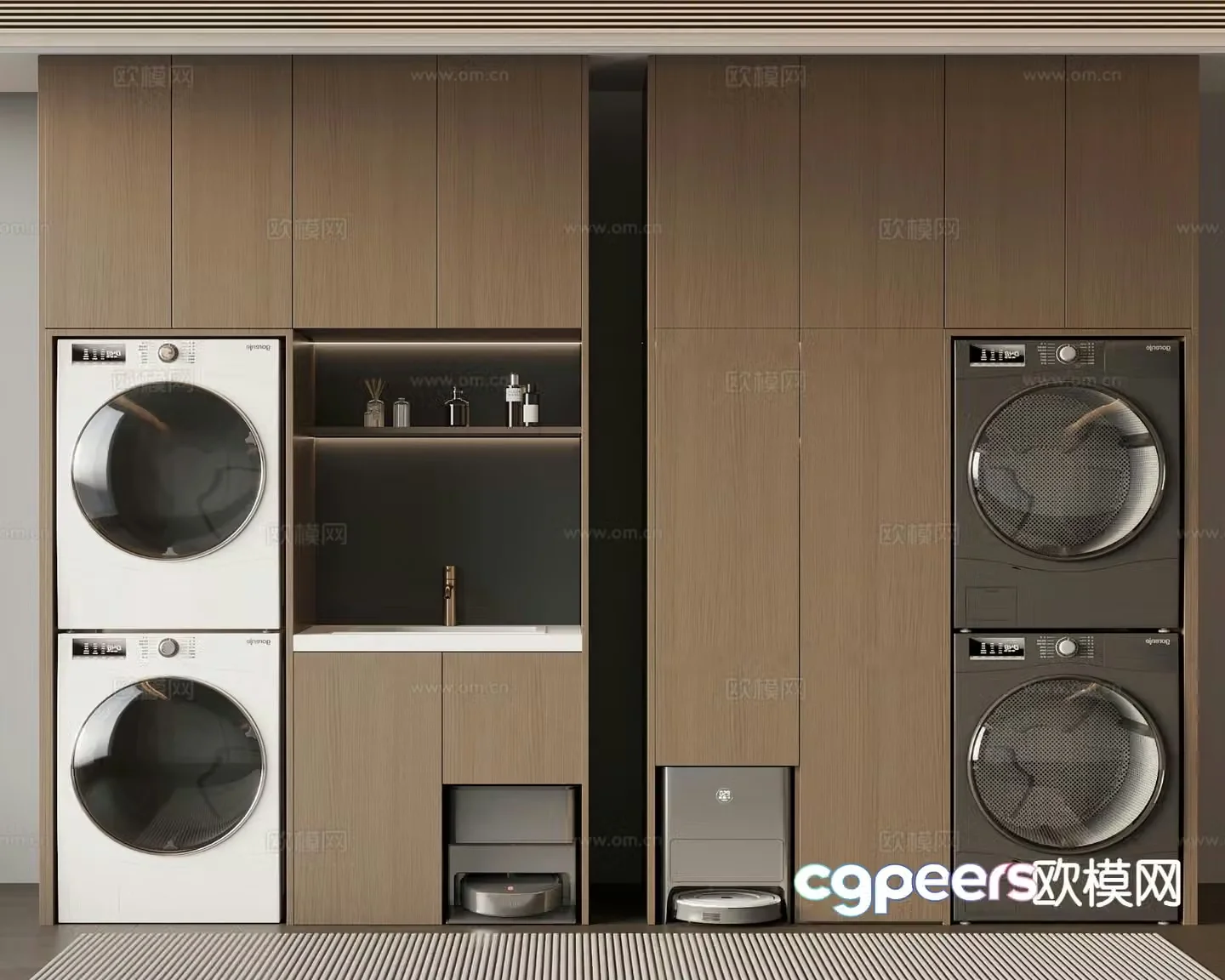 Italian balcony cabinet washing machine cabinet 3d model