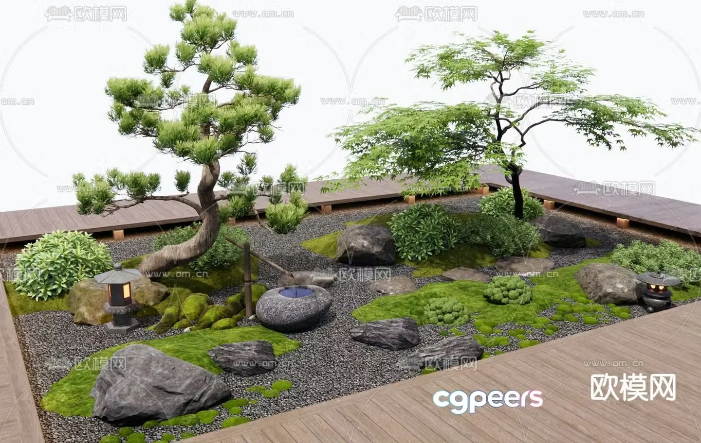 Courtyard sketch dry landscape landscaping 3D model