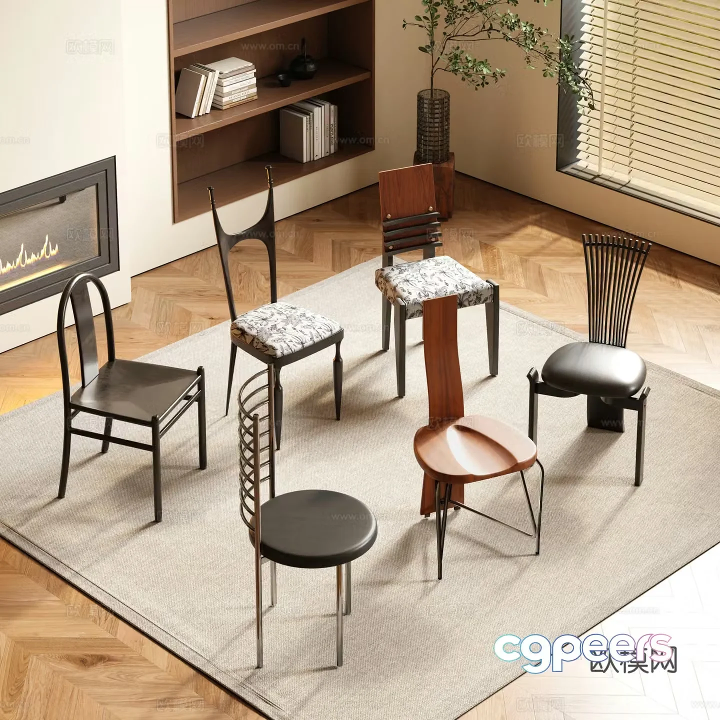 Medieval style chair dining chair book chair 3d model