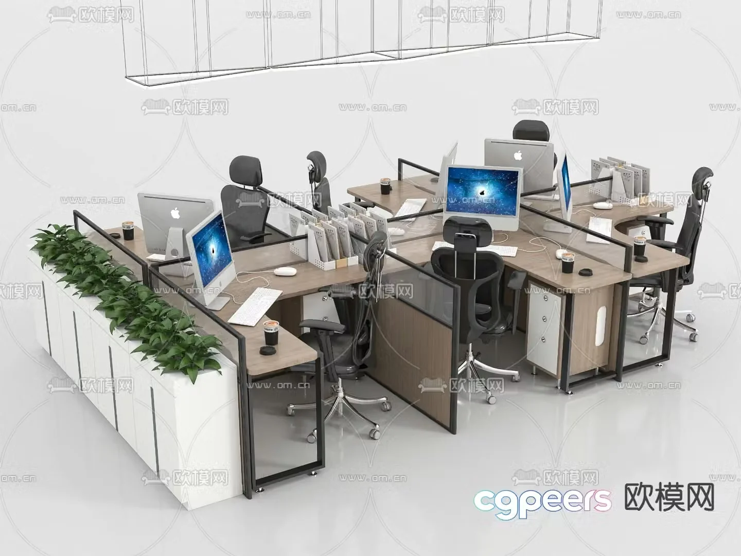 Card space desk workstation 3D model