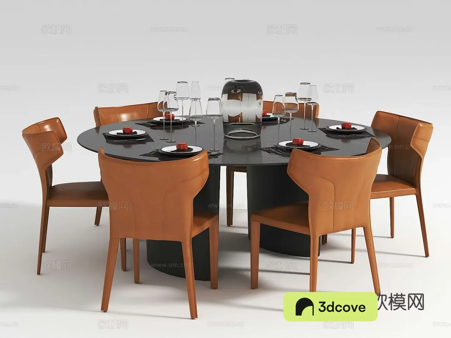 Light luxury round dining table and chairs