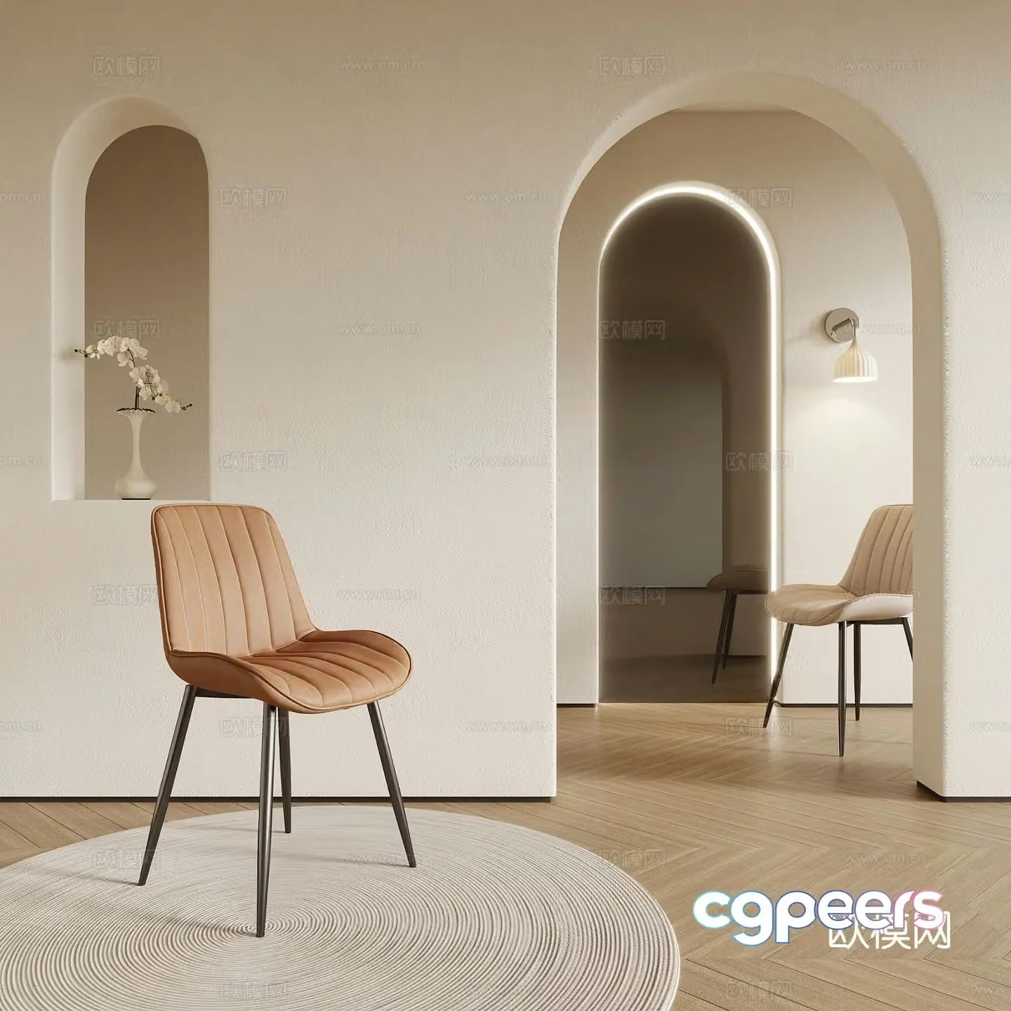 Chair Modern Cream Style Dining Chair Writing Chair 3D Model