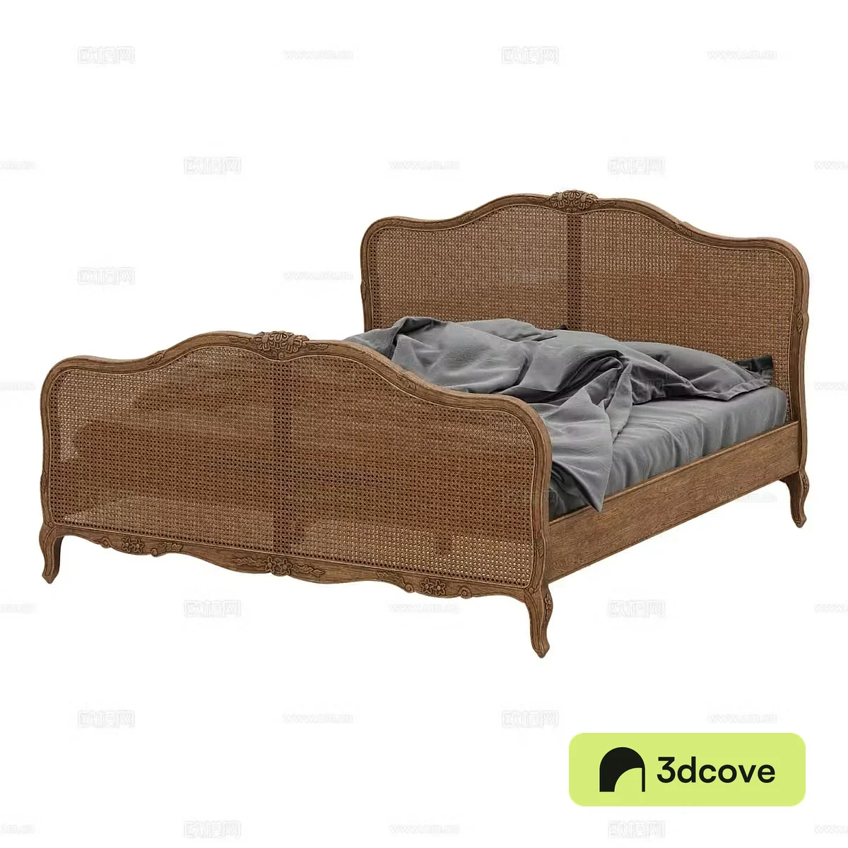 Nordic simple double bed rattan bed pillow