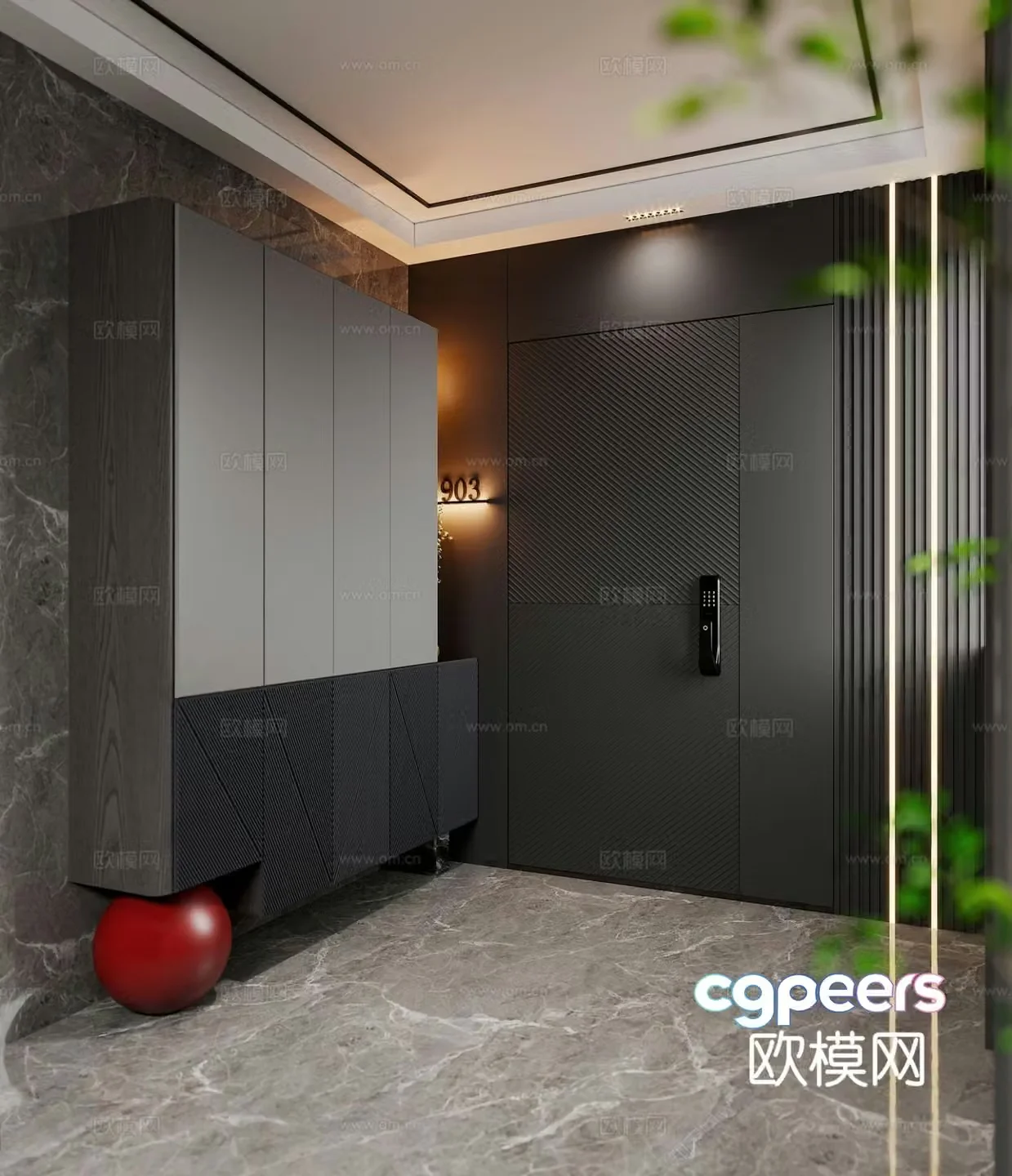 Italian modern entrance door entrance door door wall view entrance shoe cabinet entrance door door 3D model