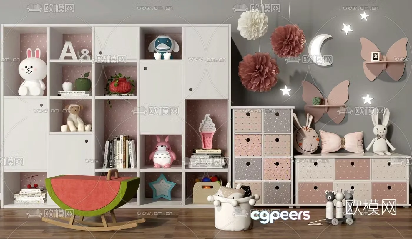 Modern children’s toy storage cabinet decorative cabinet 3d model