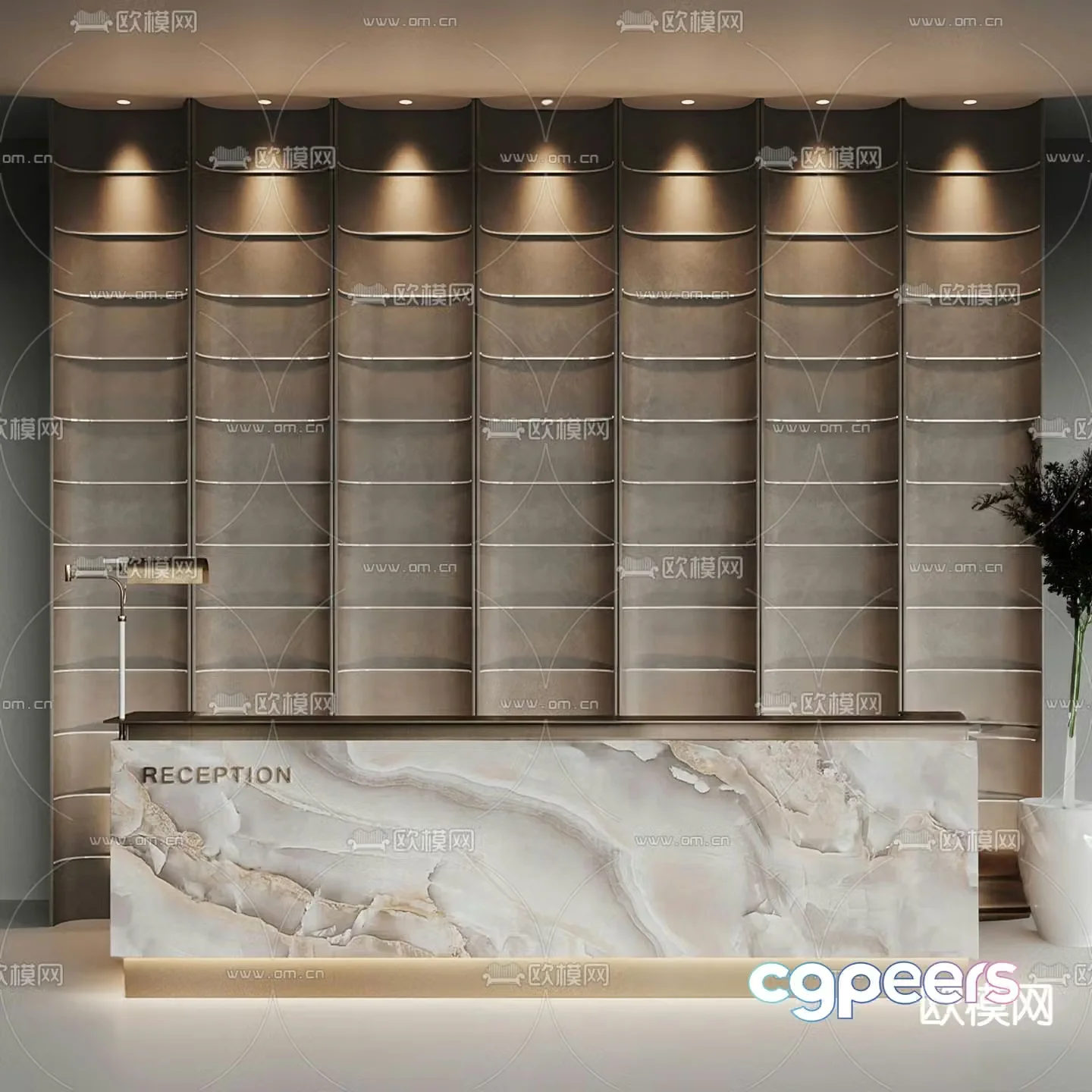 Front desk reception desk service desk 3d model