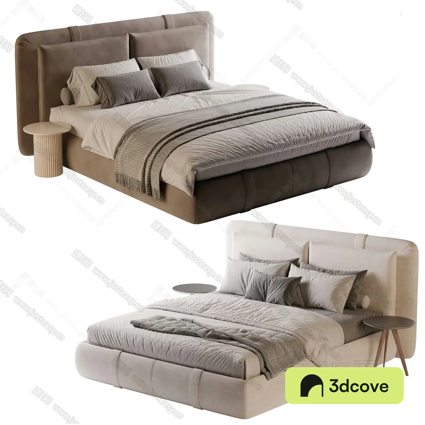 A Bed With A Beige Headboard